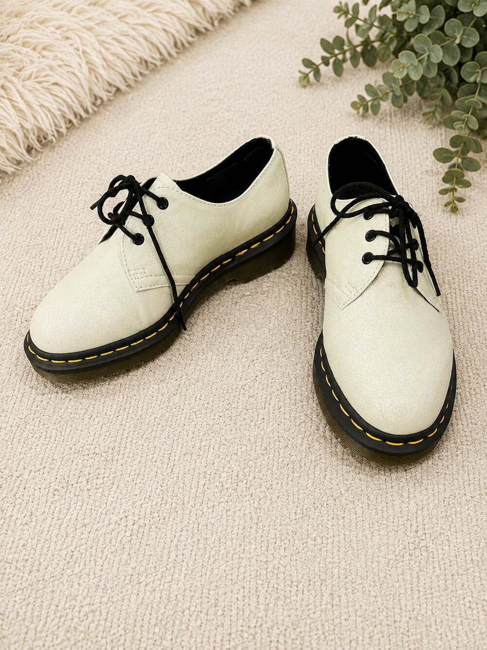Dr. Martens 1461 Glitter Sparkle Oxford Shoes Cream Ivory 3-Eye Women’s US 5 UK